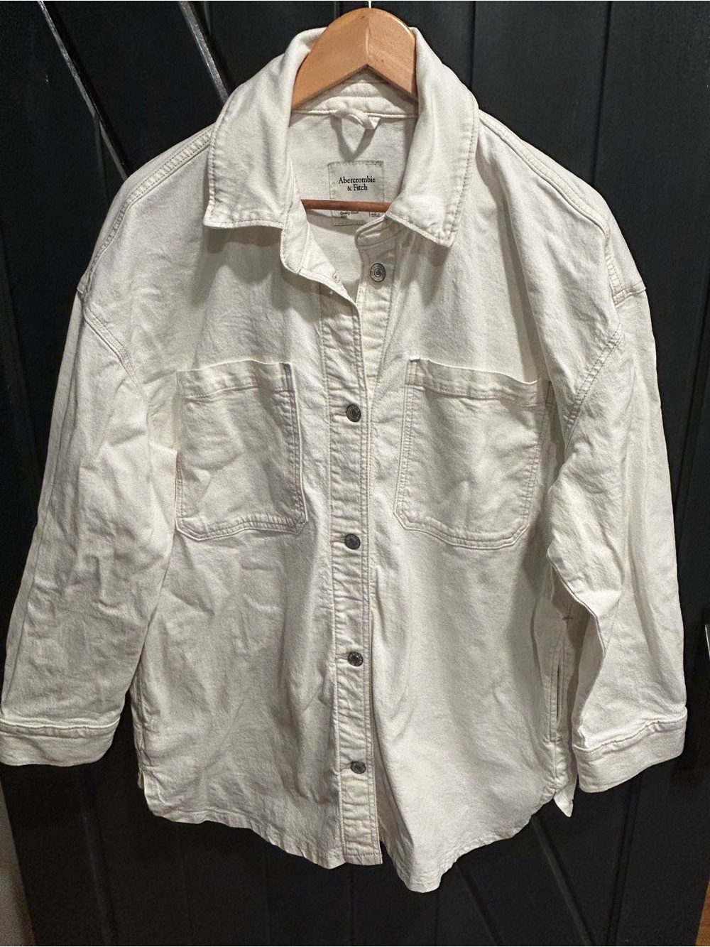 Abercrombie & Fitch Oversized Denim Shirt Jacket (Shacket) Off-White Size Large